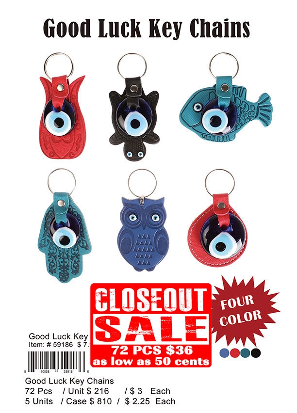 Good Luck Keychains - Closeout 72 Pcs.